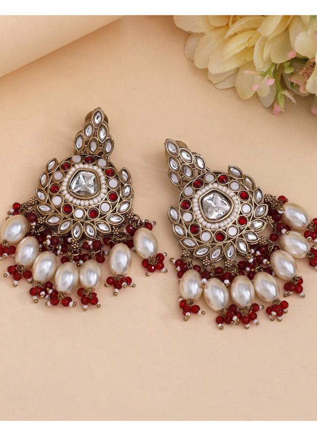   Festival Wear  Maroon Color Kundan Earrings